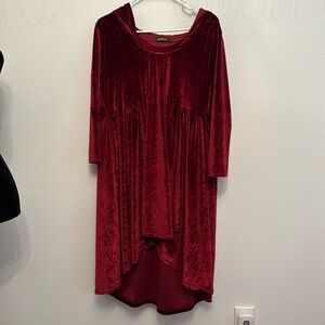 NWOT Red Velvet hooded high low shirt Dress XL